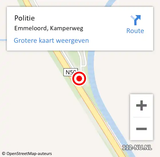 Locatie op kaart van de 112 melding: Politie Emmeloord, Kamperweg op 9 februari 2021 17:43