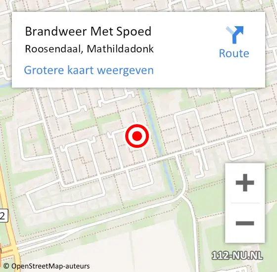 Locatie op kaart van de 112 melding: Brandweer Met Spoed Naar Roosendaal, Mathildadonk op 9 februari 2021 18:51