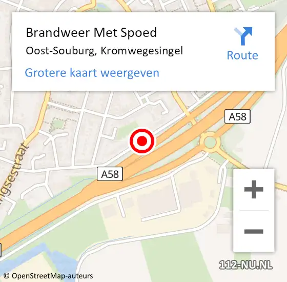 Locatie op kaart van de 112 melding: Brandweer Met Spoed Naar Oost-Souburg, Kromwegesingel op 9 februari 2021 23:26
