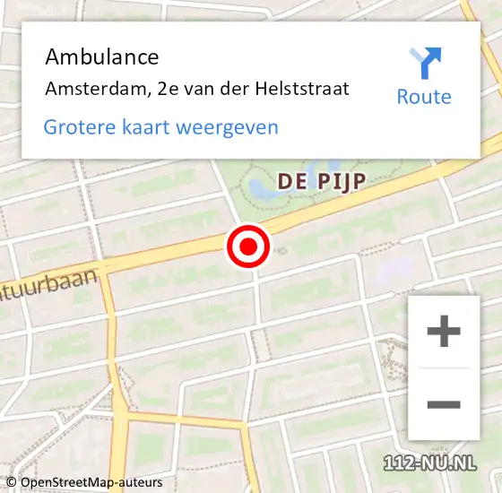 Locatie op kaart van de 112 melding: Ambulance Amsterdam, 2e van der Helststraat op 10 februari 2021 13:53