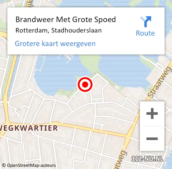 Locatie op kaart van de 112 melding: Brandweer Met Grote Spoed Naar Rotterdam, Stadhouderslaan op 10 februari 2021 15:09