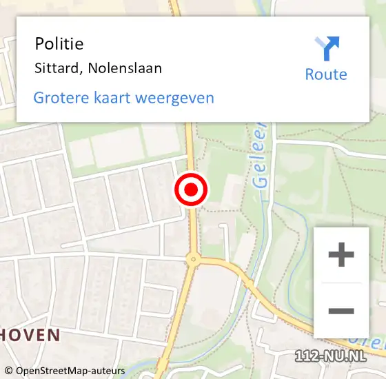 Locatie op kaart van de 112 melding: Politie Sittard, Nolenslaan op 11 februari 2021 06:12