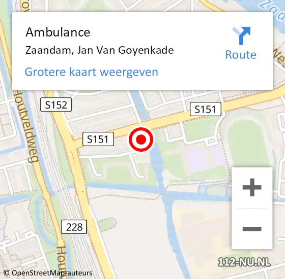 Locatie op kaart van de 112 melding: Ambulance Zaandam, Jan Van Goyenkade op 11 februari 2021 19:00