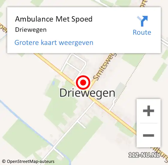 Locatie op kaart van de 112 melding: Ambulance Met Spoed Naar Driewegen op 11 februari 2021 20:46