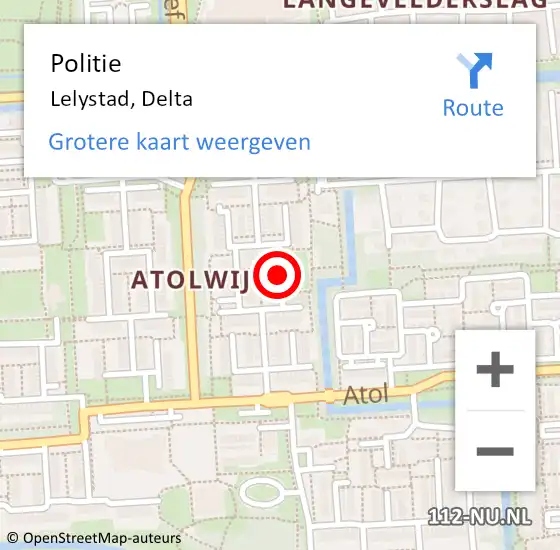 Locatie op kaart van de 112 melding: Politie Lelystad, Delta op 13 februari 2021 09:53