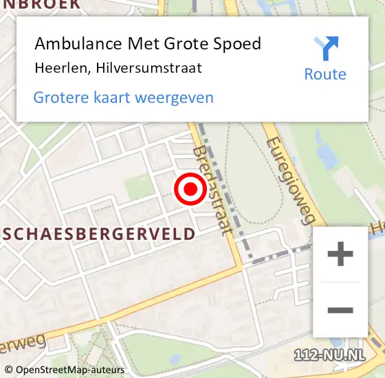 Locatie op kaart van de 112 melding: Ambulance Met Grote Spoed Naar Heerlen, Hilversumstraat op 2 juni 2014 04:39