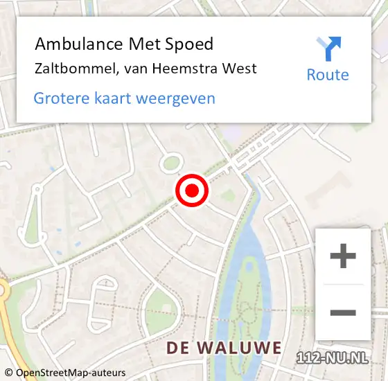 Locatie op kaart van de 112 melding: Ambulance Met Spoed Naar Zaltbommel, van Heemstra West op 13 februari 2021 15:36