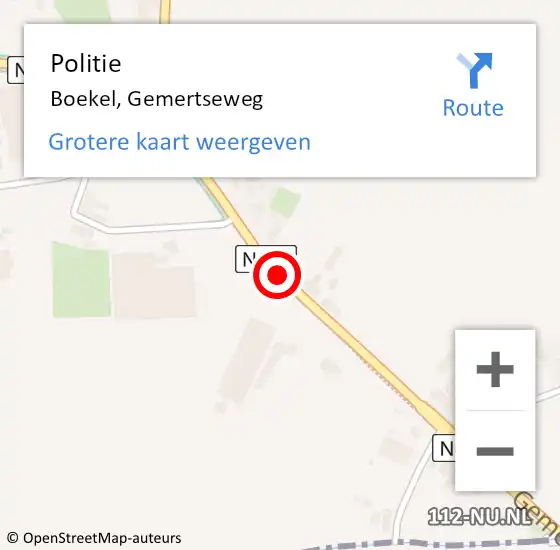 Locatie op kaart van de 112 melding: Politie Boekel, Gemertseweg op 14 februari 2021 06:11