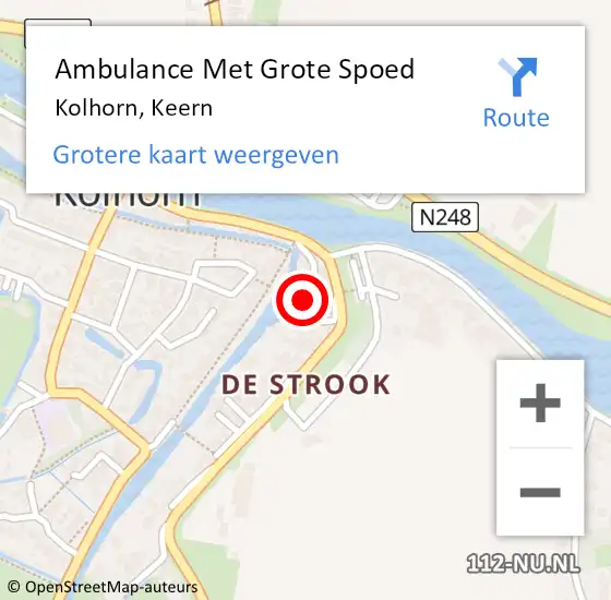Locatie op kaart van de 112 melding: Ambulance Met Grote Spoed Naar Kolhorn, Keern op 14 februari 2021 08:24