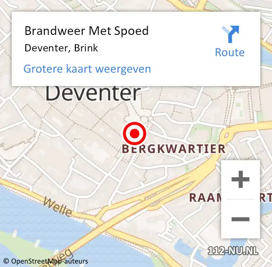 Locatie op kaart van de 112 melding: Brandweer Met Spoed Naar Deventer, Brink op 14 februari 2021 09:48