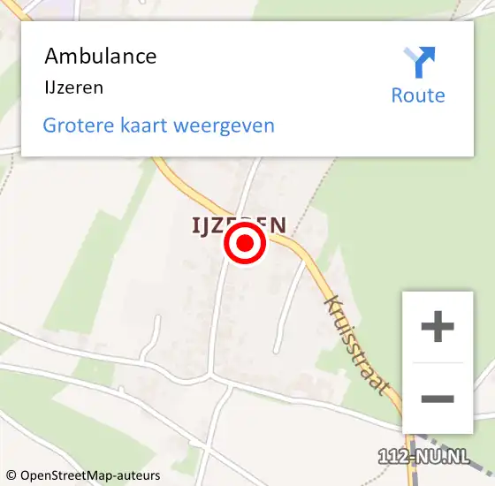Locatie op kaart van de 112 melding: Ambulance IJzeren op 14 februari 2021 17:35
