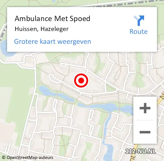 Locatie op kaart van de 112 melding: Ambulance Met Spoed Naar Huissen, Hazeleger op 15 februari 2021 08:37