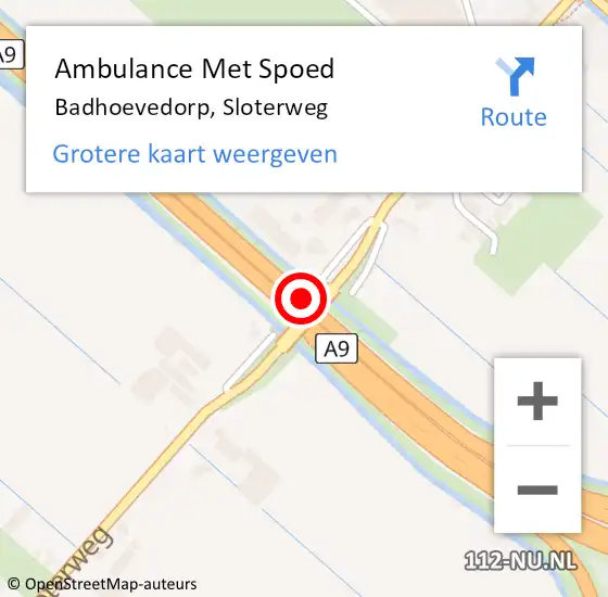 Locatie op kaart van de 112 melding: Ambulance Met Spoed Naar Badhoevedorp, Sloterweg op 15 februari 2021 09:18