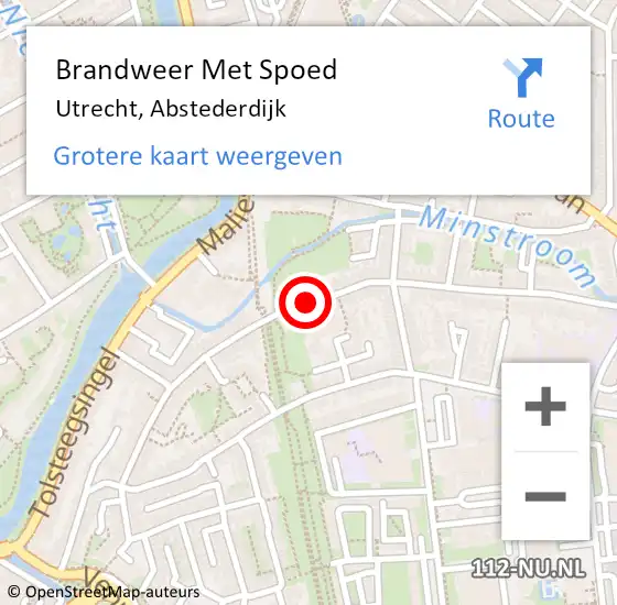 Locatie op kaart van de 112 melding: Brandweer Met Spoed Naar Utrecht, Abstederdijk op 15 februari 2021 09:19