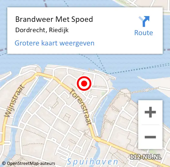 Locatie op kaart van de 112 melding: Brandweer Met Spoed Naar Dordrecht, Riedijk op 15 februari 2021 10:39