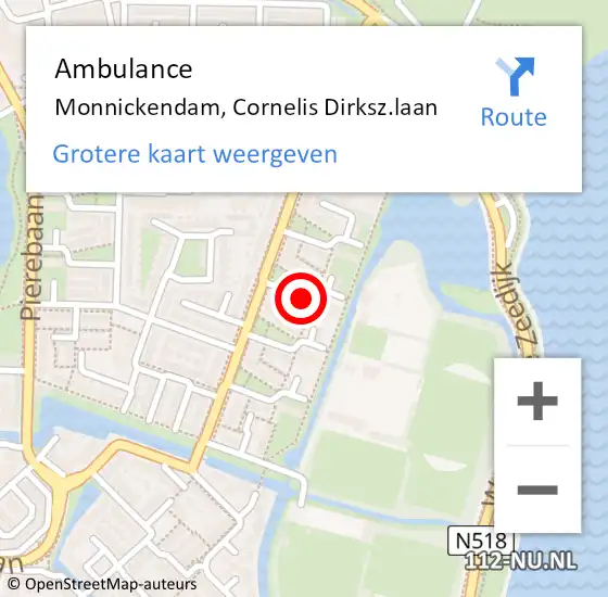 Locatie op kaart van de 112 melding: Ambulance Monnickendam, Cornelis Dirksz.laan op 15 februari 2021 12:02