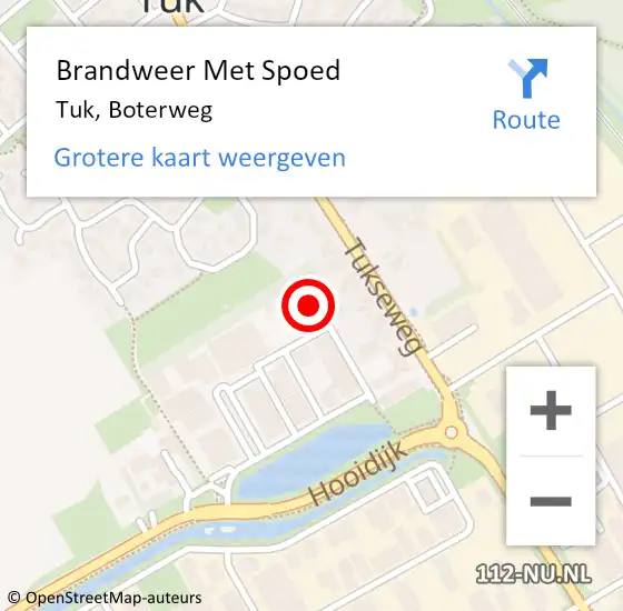 Locatie op kaart van de 112 melding: Brandweer Met Spoed Naar Tuk, Boterweg op 2 juni 2014 10:47