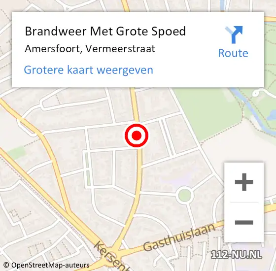 Locatie op kaart van de 112 melding: Brandweer Met Grote Spoed Naar Amersfoort, Vermeerstraat op 15 februari 2021 17:56