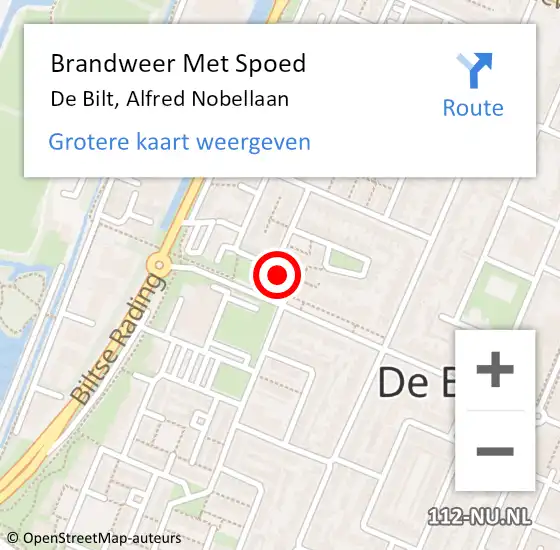 Locatie op kaart van de 112 melding: Brandweer Met Spoed Naar De Bilt, Alfred Nobellaan op 16 februari 2021 17:40