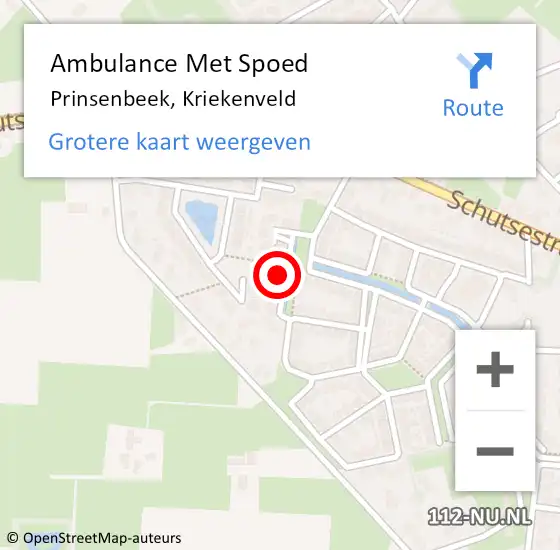 Locatie op kaart van de 112 melding: Ambulance Met Spoed Naar Prinsenbeek, Kriekenveld op 2 juni 2014 13:33