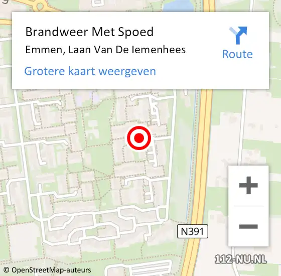 Locatie op kaart van de 112 melding: Brandweer Met Spoed Naar Emmen, Laan Van De Iemenhees op 17 februari 2021 19:42