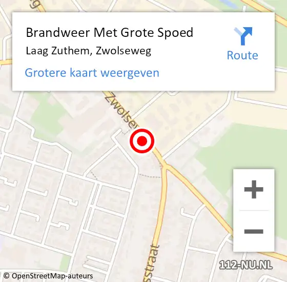 Locatie op kaart van de 112 melding: Brandweer Met Grote Spoed Naar Laag Zuthem, Zwolseweg op 17 februari 2021 20:45