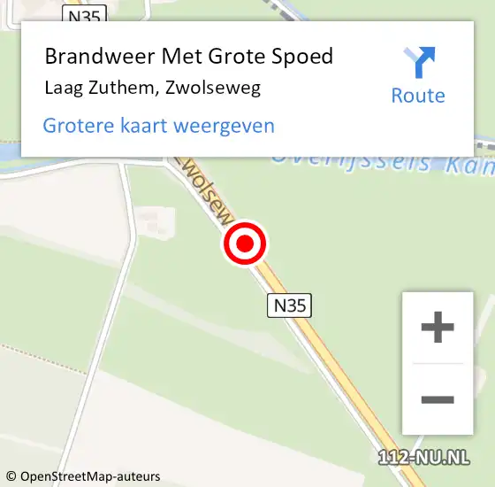 Locatie op kaart van de 112 melding: Brandweer Met Grote Spoed Naar Laag Zuthem, Zwolseweg op 17 februari 2021 20:47