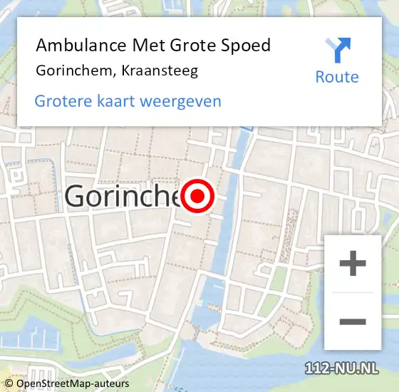 Locatie op kaart van de 112 melding: Ambulance Met Grote Spoed Naar Gorinchem, Kraansteeg op 17 februari 2021 20:51