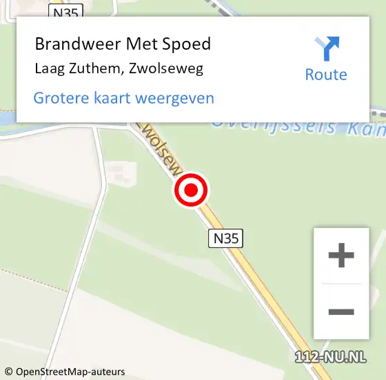 Locatie op kaart van de 112 melding: Brandweer Met Spoed Naar Laag Zuthem, Zwolseweg op 17 februari 2021 21:29