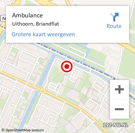 Locatie op kaart van de 112 melding: Ambulance Uithoorn, Briandflat op 19 februari 2021 04:20