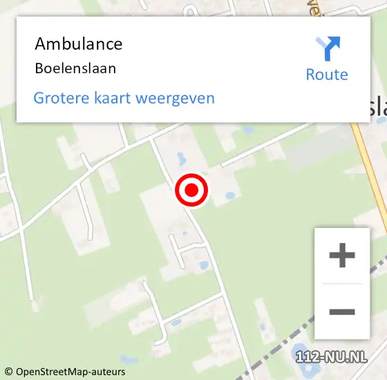 Locatie op kaart van de 112 melding: Ambulance Boelenslaan op 19 februari 2021 07:33