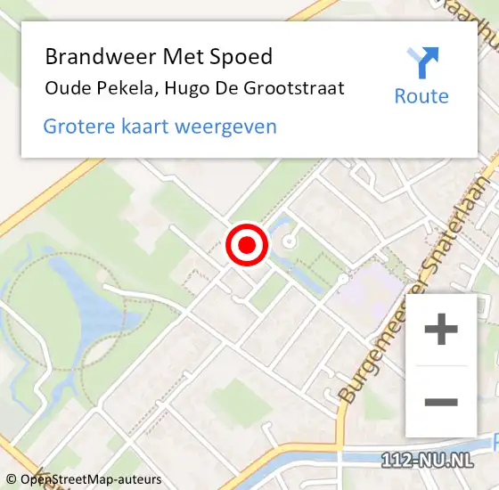 Locatie op kaart van de 112 melding: Brandweer Met Spoed Naar Oude Pekela, Hugo De Grootstraat op 19 februari 2021 10:39