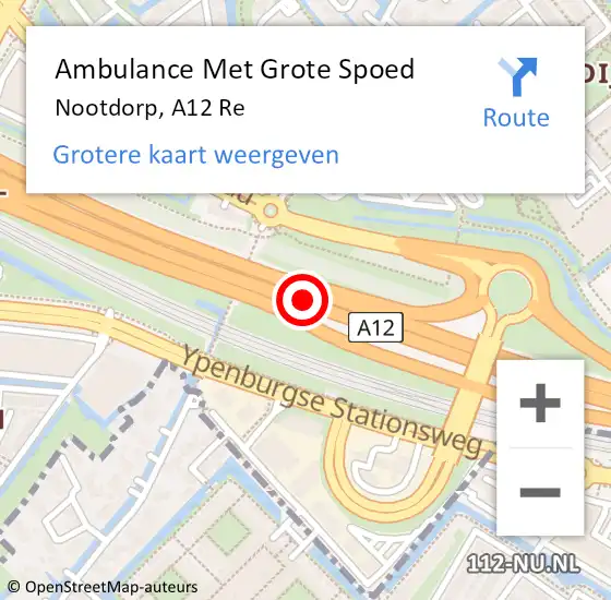Locatie op kaart van de 112 melding: Ambulance Met Grote Spoed Naar Nootdorp, A12 Re op 19 februari 2021 12:29