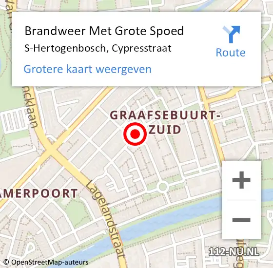 Locatie op kaart van de 112 melding: Brandweer Met Grote Spoed Naar 's-Hertogenbosch, Cypresstraat op 19 februari 2021 13:35