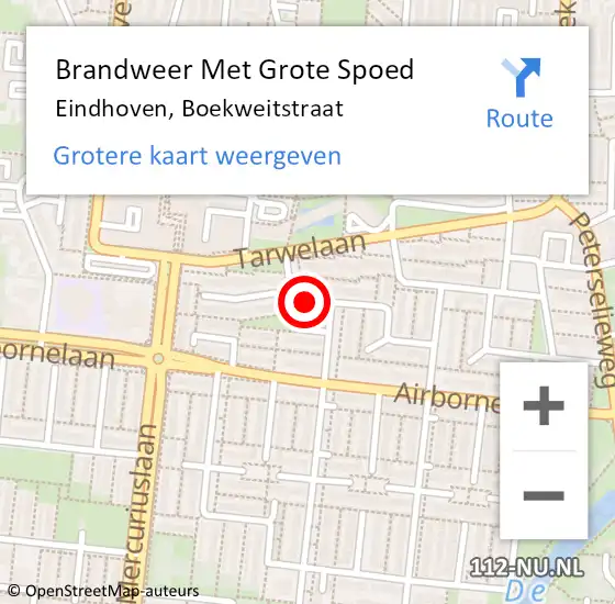 Locatie op kaart van de 112 melding: Brandweer Met Grote Spoed Naar Eindhoven, Boekweitstraat op 19 februari 2021 22:31