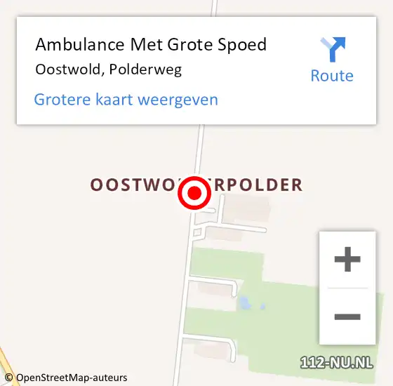 Locatie op kaart van de 112 melding: Ambulance Met Grote Spoed Naar Oostwold, Polderweg op 20 februari 2021 12:18