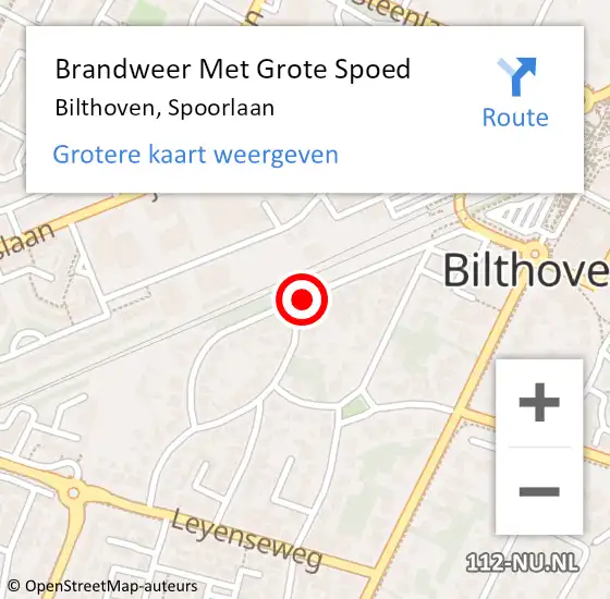 Locatie op kaart van de 112 melding: Brandweer Met Grote Spoed Naar Bilthoven, Spoorlaan op 20 februari 2021 13:08