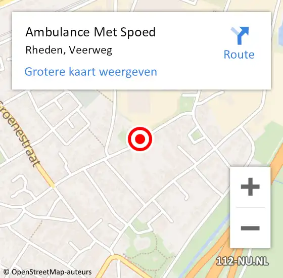 Locatie op kaart van de 112 melding: Ambulance Met Spoed Naar Rheden, Veerweg op 20 februari 2021 17:48