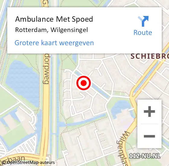 Locatie op kaart van de 112 melding: Ambulance Met Spoed Naar Rotterdam, Wilgensingel op 21 februari 2021 13:18