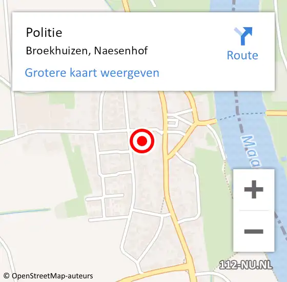 Locatie op kaart van de 112 melding: Politie Broekhuizen, Naesenhof op 21 februari 2021 13:36