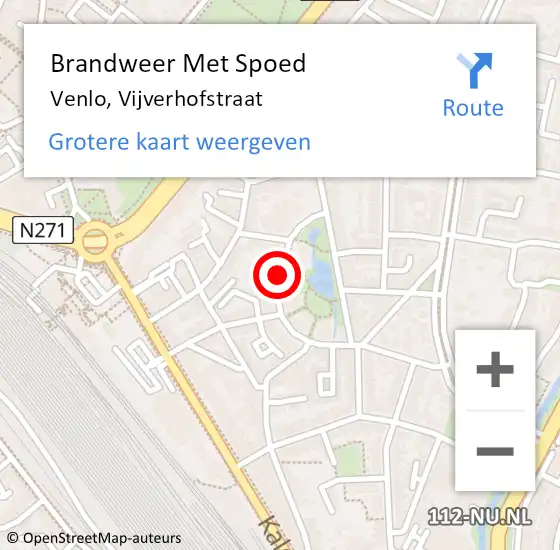 Locatie op kaart van de 112 melding: Brandweer Met Spoed Naar Venlo, Vijverhofstraat op 21 februari 2021 14:22