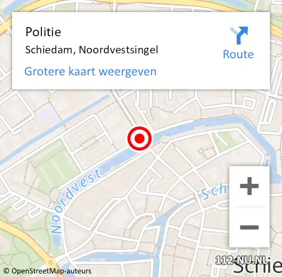 Locatie op kaart van de 112 melding: Politie Schiedam, Noordvestsingel op 21 februari 2021 18:22