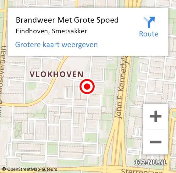 Locatie op kaart van de 112 melding: Brandweer Met Grote Spoed Naar Eindhoven, Smetsakker op 22 februari 2021 05:51