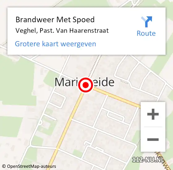 Locatie op kaart van de 112 melding: Brandweer Met Spoed Naar Veghel, Past. Van Haarenstraat op 22 februari 2021 09:15