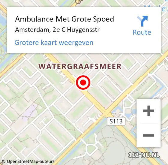 Locatie op kaart van de 112 melding: Ambulance Met Grote Spoed Naar Amsterdam, 2e C Huygensstr op 22 februari 2021 09:27