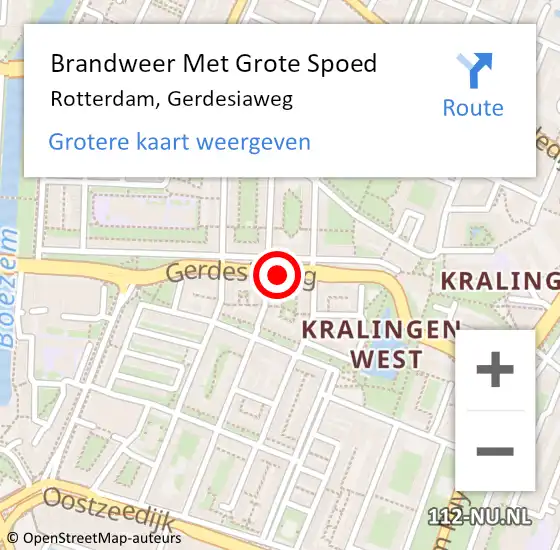 Locatie op kaart van de 112 melding: Brandweer Met Grote Spoed Naar Rotterdam, Gerdesiaweg op 22 februari 2021 17:29