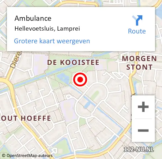 Locatie op kaart van de 112 melding: Ambulance Hellevoetsluis, Lamprei op 22 februari 2021 18:19