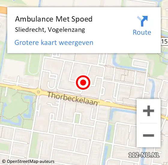 Locatie op kaart van de 112 melding: Ambulance Met Spoed Naar Sliedrecht, Vogelenzang op 22 februari 2021 19:20