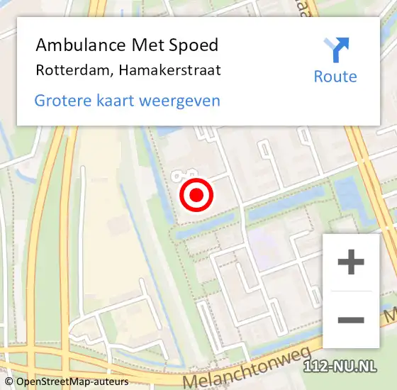 Locatie op kaart van de 112 melding: Ambulance Met Spoed Naar Rotterdam, Hamakerstraat op 22 februari 2021 22:23