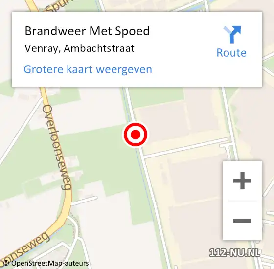 Locatie op kaart van de 112 melding: Brandweer Met Spoed Naar Venray, Ambachtstraat op 22 februari 2021 22:42